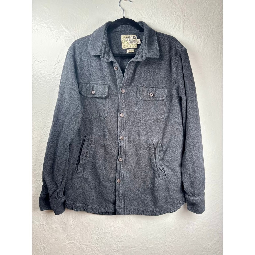 Grayers Shirt Jacket Mens XL Gray Cotton Flannel Shacket Outdoor Heritage Rugged